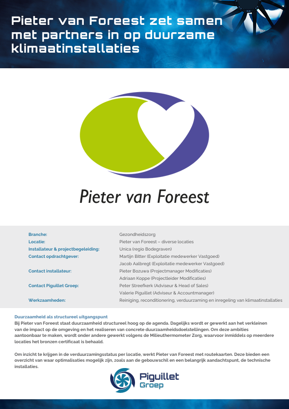 Pieter van Foreest zet samen met partners in op duurzame klimaatinstallaties